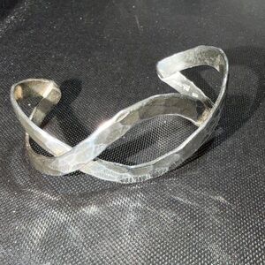 Mexico Sterling Silver Hammered Cuff Bracelet  (2)